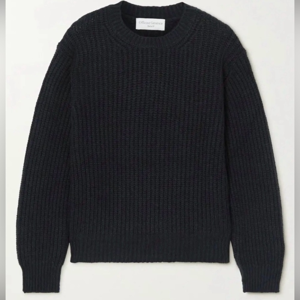OFFICINE GENERALE Alissa ribbed-knit sweater. Navy Blue Size XS.